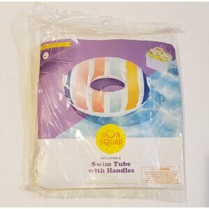 Inflatable Pool Tube Float with Handles  Kids 9 and up Multicolor New 2-for-1